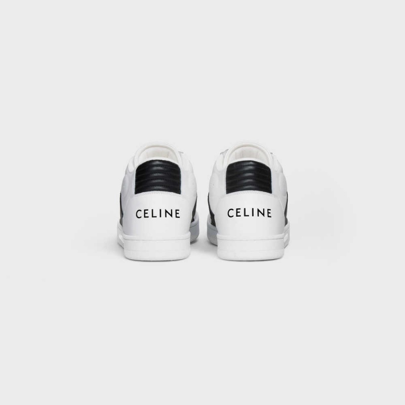 Celine C02 Trainer Mid Cut With Scratch In Calfskin Spor Ayakkabı Beyaz Siyah | CL-592542