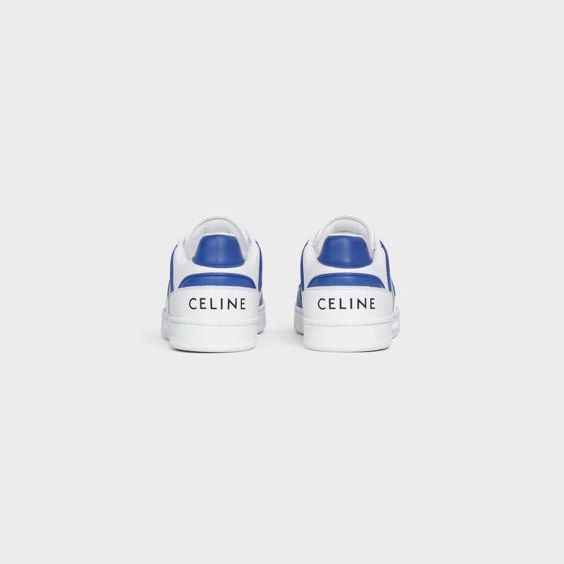 Celine C04 Trainer Low Dantel-up In Calfskin Spor Ayakkabı Beyaz Mavi | CL-591905