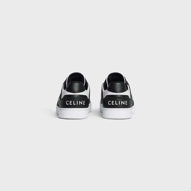 Celine C04 Trainer Low Dantel-up In Calfskin Spor Ayakkabı Beyaz Siyah | CL-591904