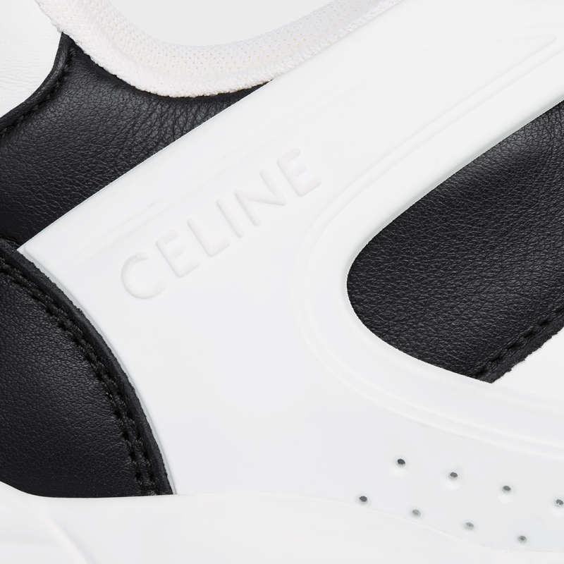 Celine C07 Trainer Low Dantel-up In Calfskin Spor Ayakkabı Beyaz Siyah | CL-591897