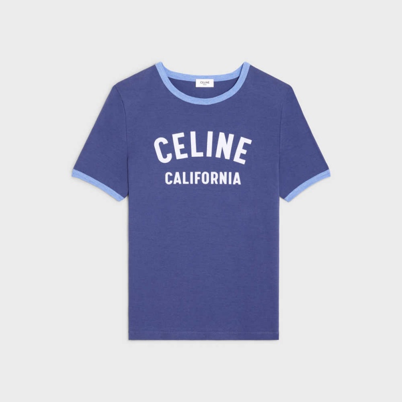 Celine California 70 S In Pamuklu Jersey T-shirt Mavi Açık Mavi | CL-592774