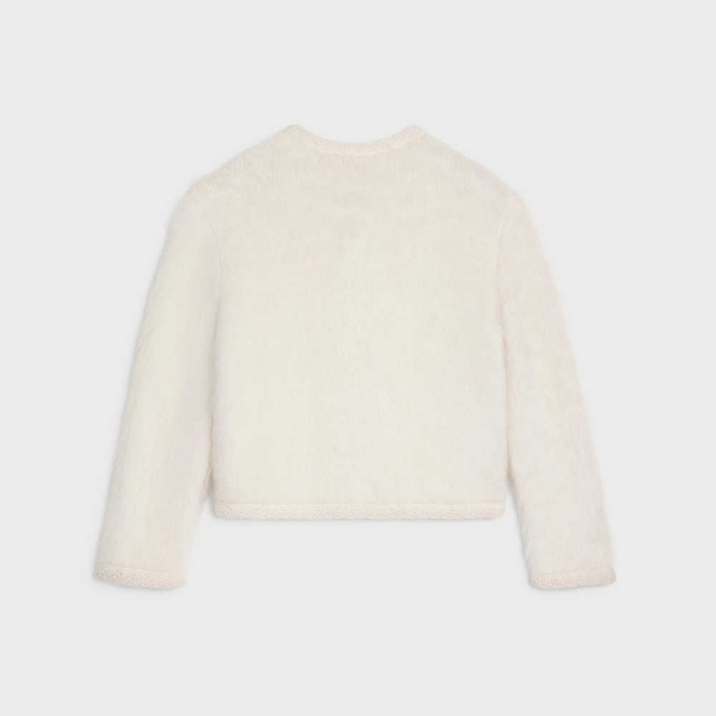 Celine Cardigan In Brushed Mohair Triko Beyaz | CL-592699