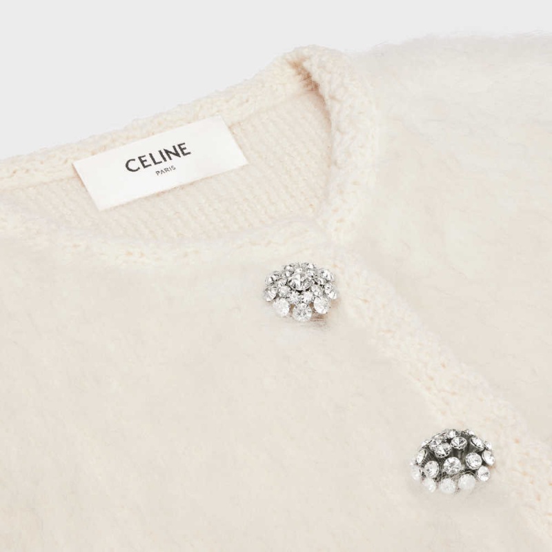 Celine Cardigan In Brushed Mohair Triko Beyaz | CL-592699