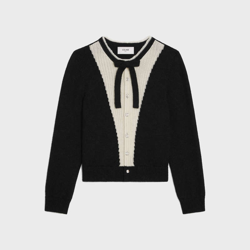 Celine Cardigan With Bow In Alpaca Triko Siyah | CL-592083