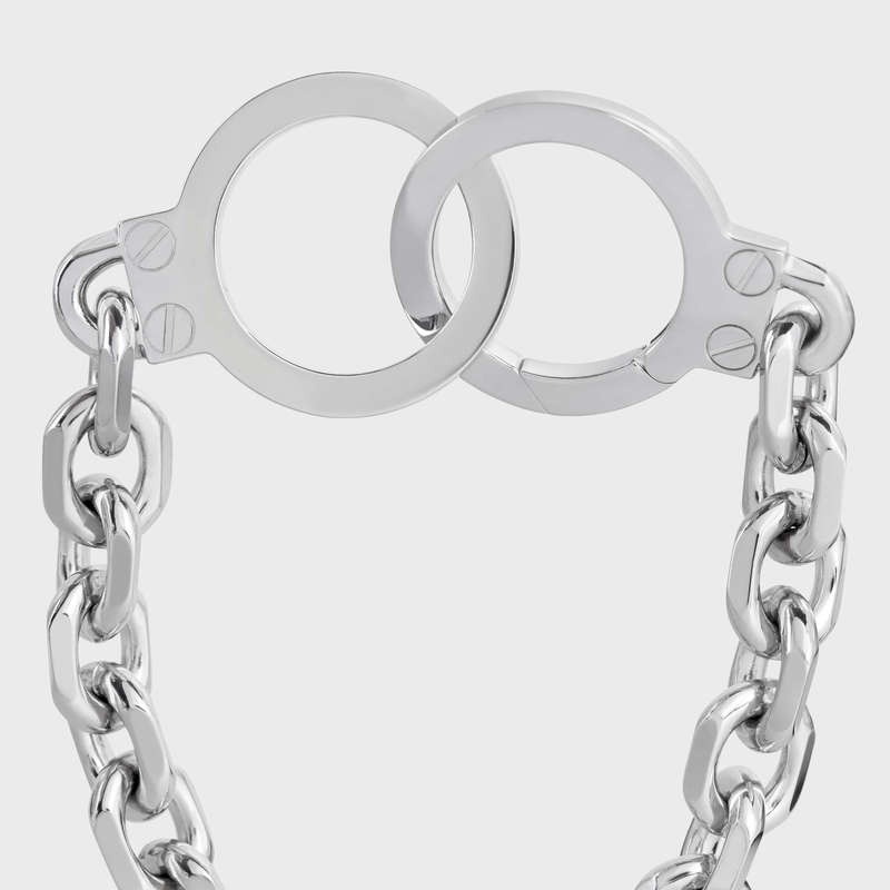 Celine ChaîNe Triomphe Golden Handcuff In Sterling Silver With Rhodium Finish Bilezik Gümüş | CL-591657