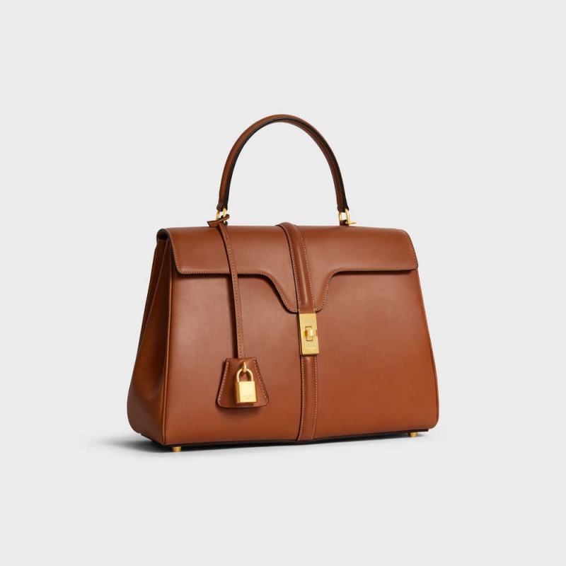 Celine Classique Bag In Natural Calfskin 16 Kahverengi | CL-593282