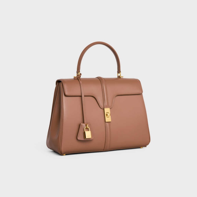 Celine Classique Bag In Satinated Calfskin 16 Kahverengi | CL-593281