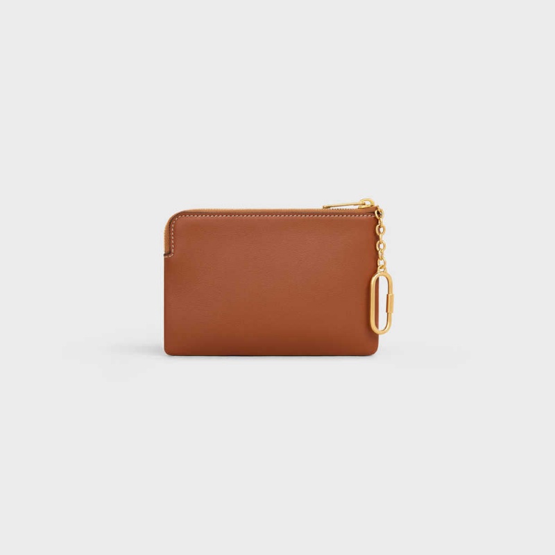 Celine Coand Card Pouch Cuir Triomphe Smooth Calfskin Kartlık Kahverengi | CL-592951