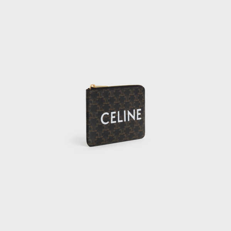 Celine Coand Card Pouch Triomphe Kanvas Kartlık Siyah | CL-592957