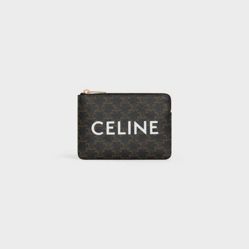 Celine Coand Card Pouch Triomphe Kanvas Kartlık Siyah | CL-592957