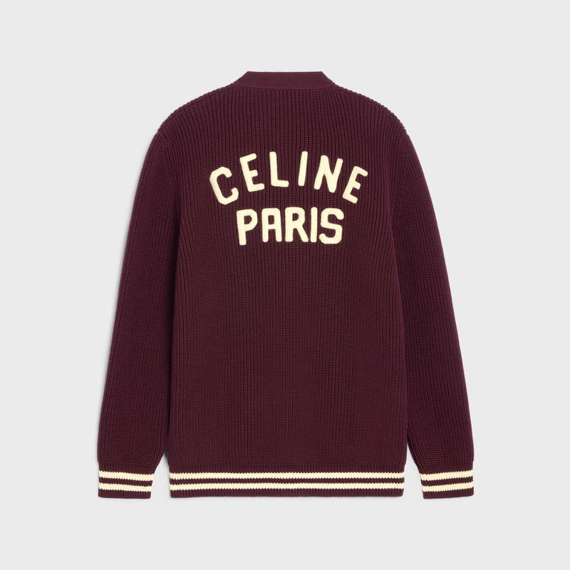 Celine College Cardigan In Pamuklu Triko Bordo | CL-592085