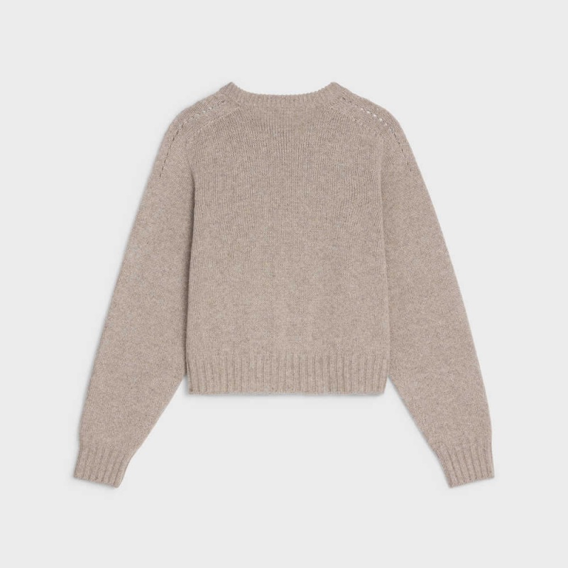 Celine Crew Neck In Seamless Cashmere Triko Kahverengi | CL-592708