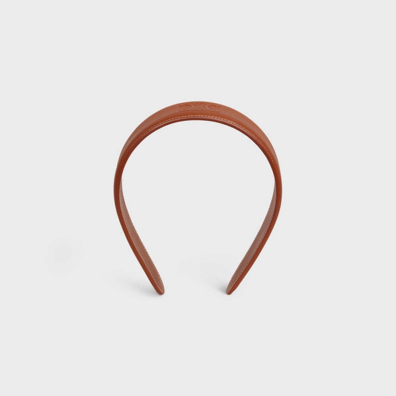 Celine Cuir Triomphe Headband In Calfskin Deri Saç aksesuarları Kahverengi | CL-592332