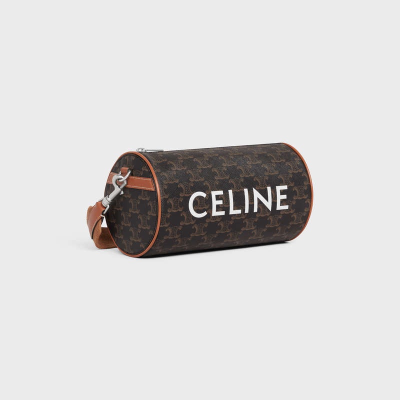 Celine Cylinder Bag In Triomphe Kanvas Omuz Çantası Kahverengi | CL-591845