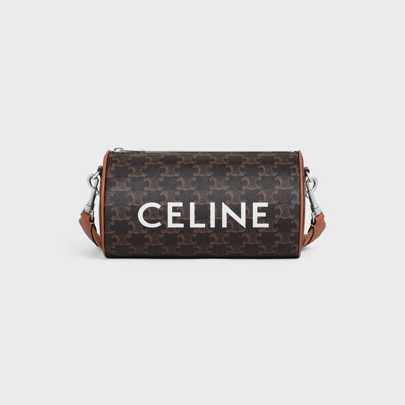 Celine Cylinder Bag In Triomphe Kanvas Omuz Çantası Kahverengi | CL-591845