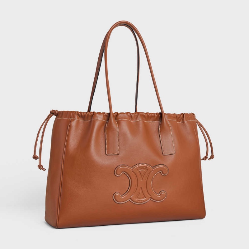 Celine Drawstring Cuir Triomphe In Smooth Calfskin Cabas Kahverengi | CL-593088