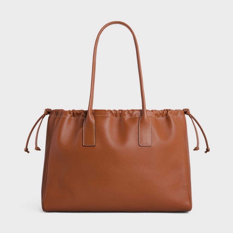 Celine Drawstring Cuir Triomphe In Smooth Calfskin Cabas Kahverengi | CL-593088