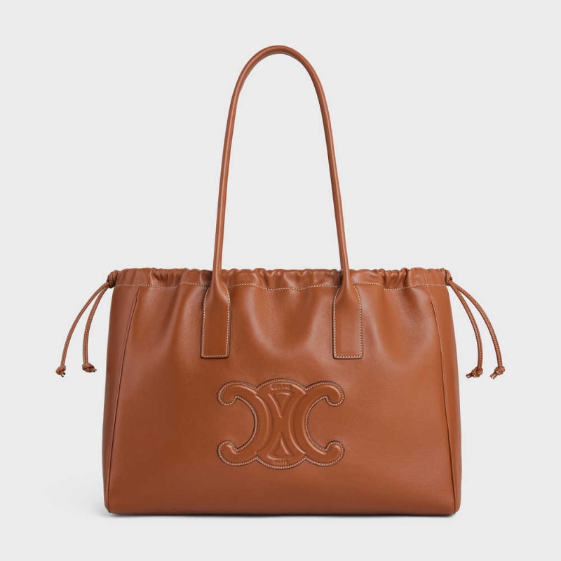 Celine Drawstring Cuir Triomphe In Smooth Calfskin Cabas Kahverengi | CL-593088