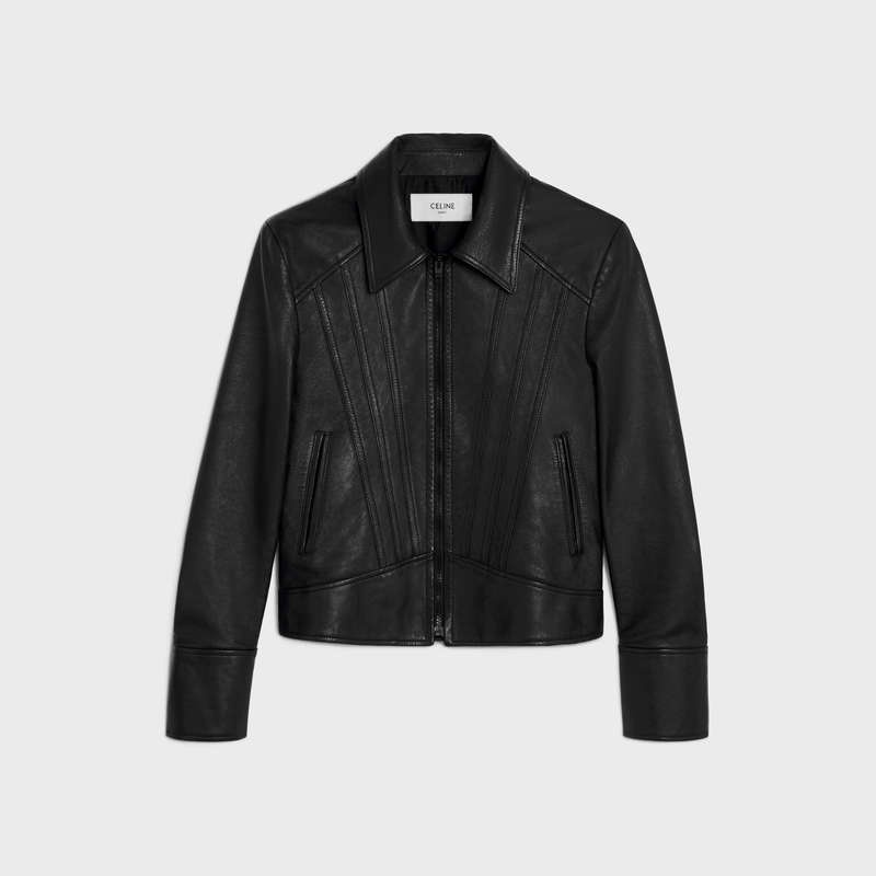 Celine Düz Blouson In Soft Leather Siyah | CL-591919