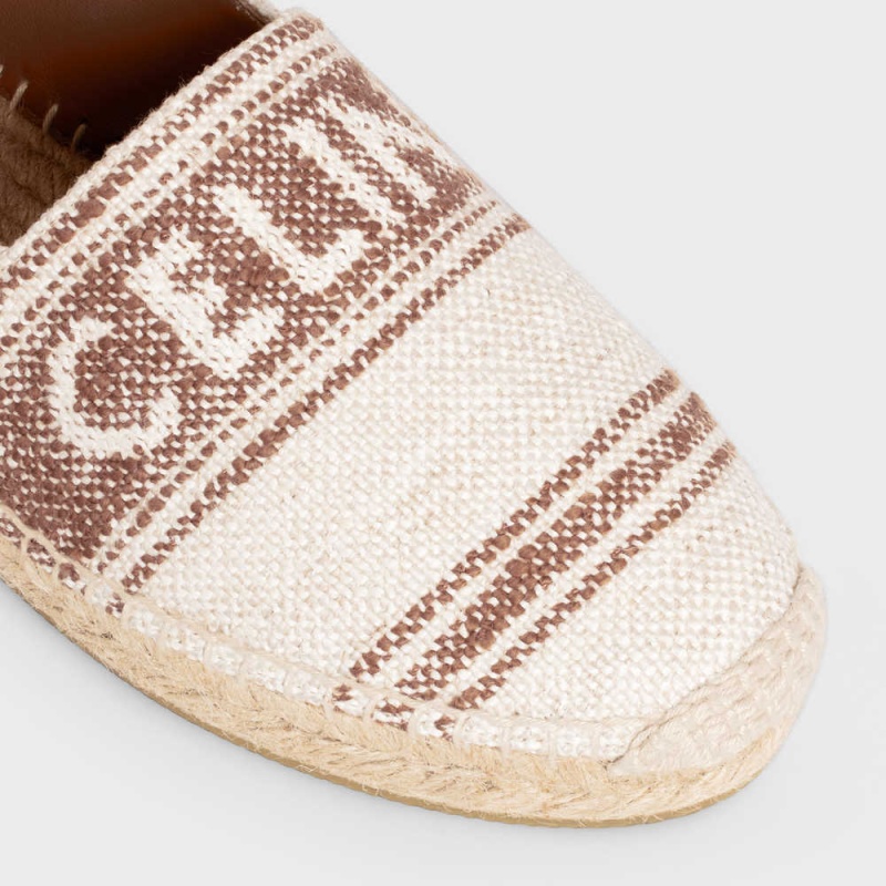 Celine Düz Espadril With Celine Signature In Kanvas Makosen Bej Rengi Kahverengi | CL-592539