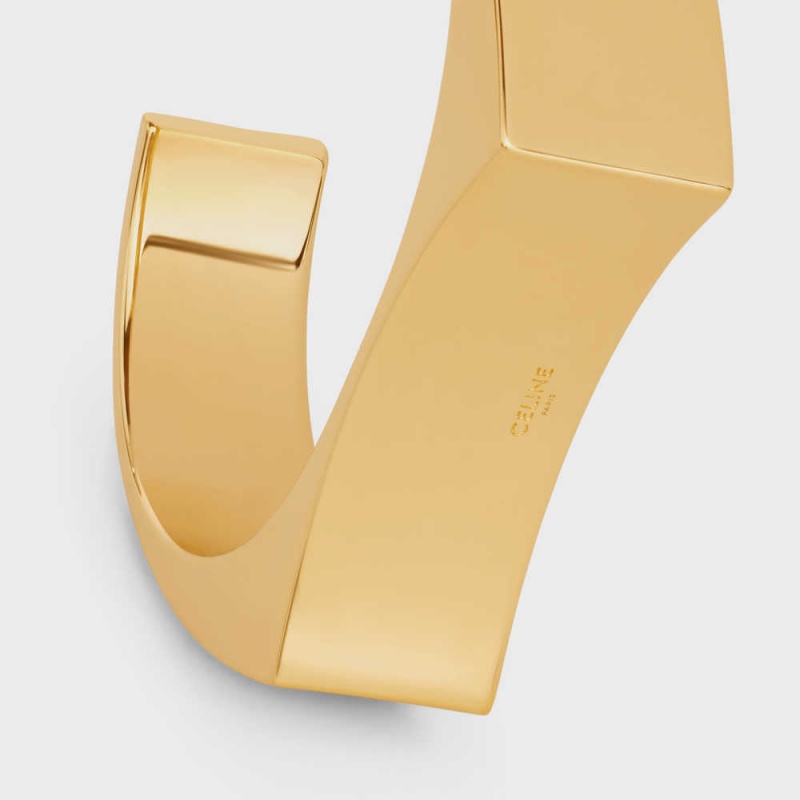 Celine Formes Abstraites Concave Cuff In Brass With Gold Finish Bilezik Altın | CL-592213