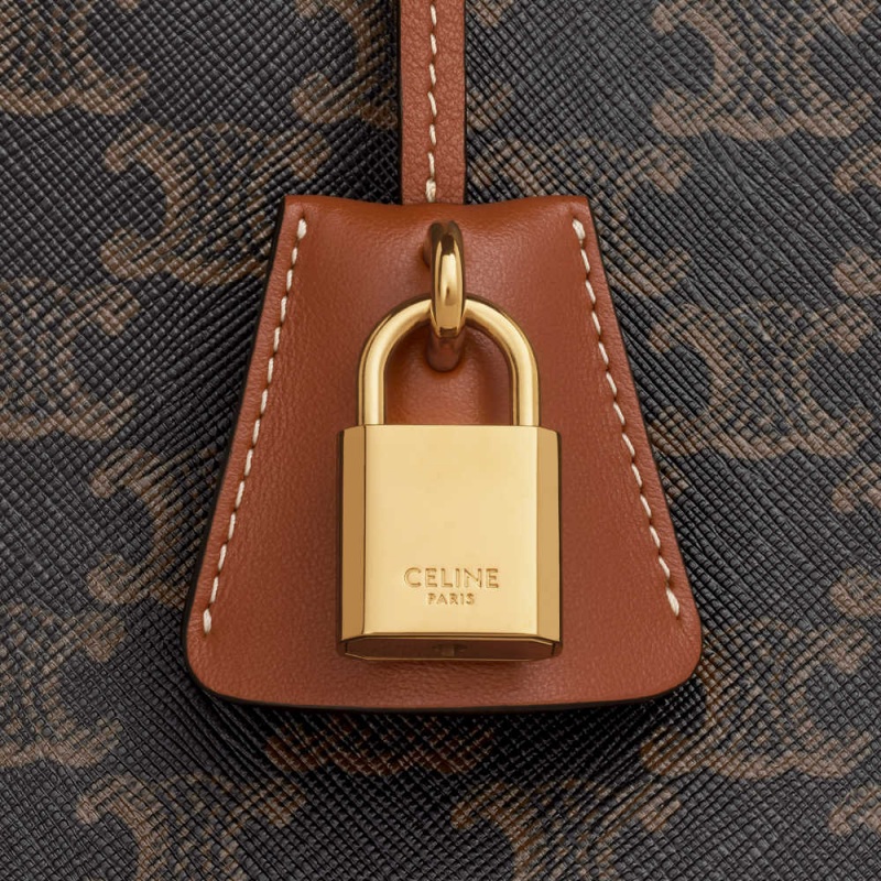 Celine Horizontal In Triomphe Kanvas And Calfskin Cabas Kahverengi | CL-593082