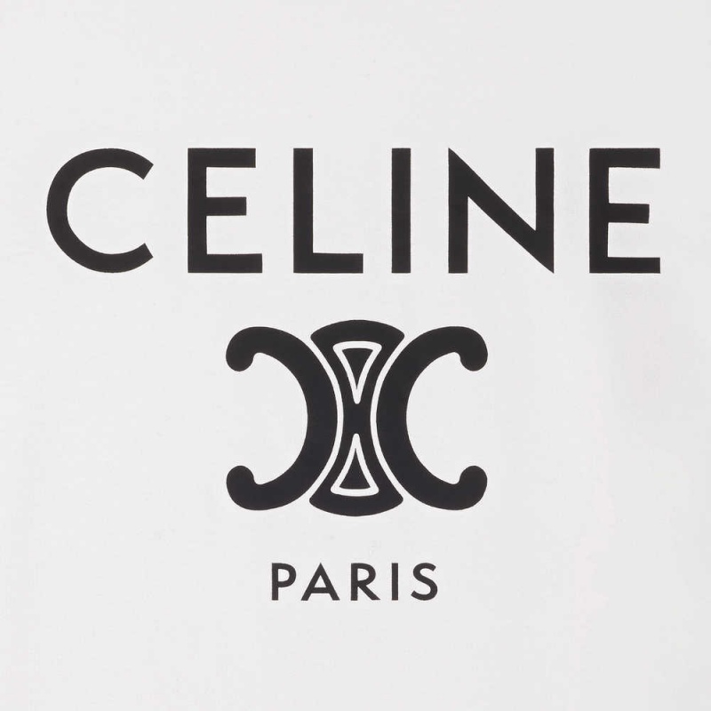 Celine In Pamuklu Jersey T-shirt Beyaz Lacivert Siyah | CL-592783