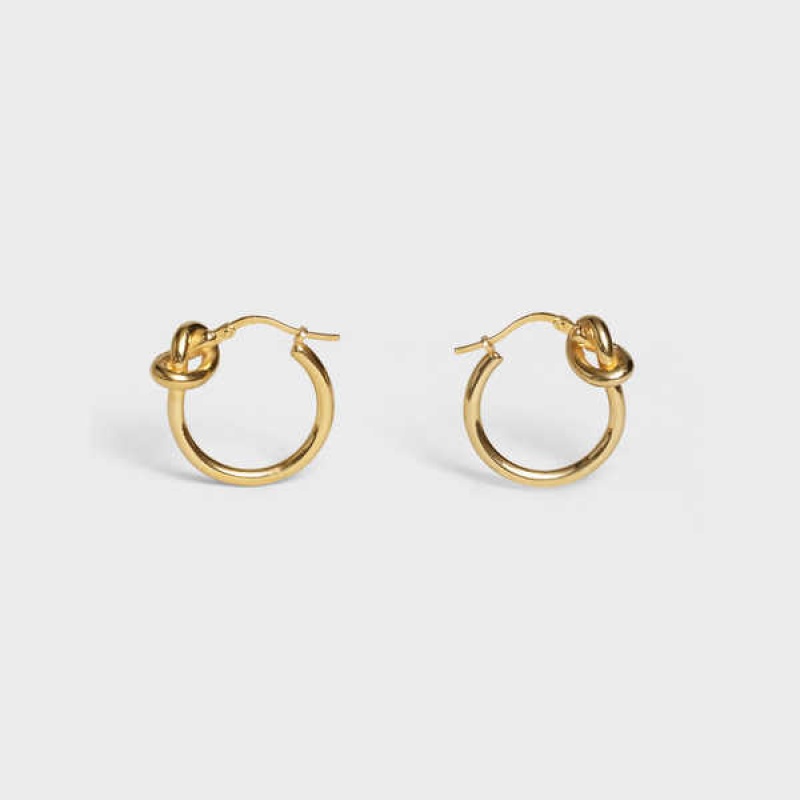 Celine Knot Small Hoops In Brass With Gold Finish Küpe Altın | CL-592311