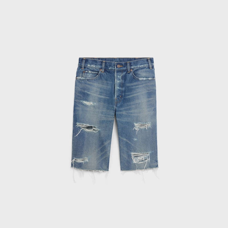 Celine Kurt Thrash Wash Denim Shorts Şort Açık Mavi | CL-592069