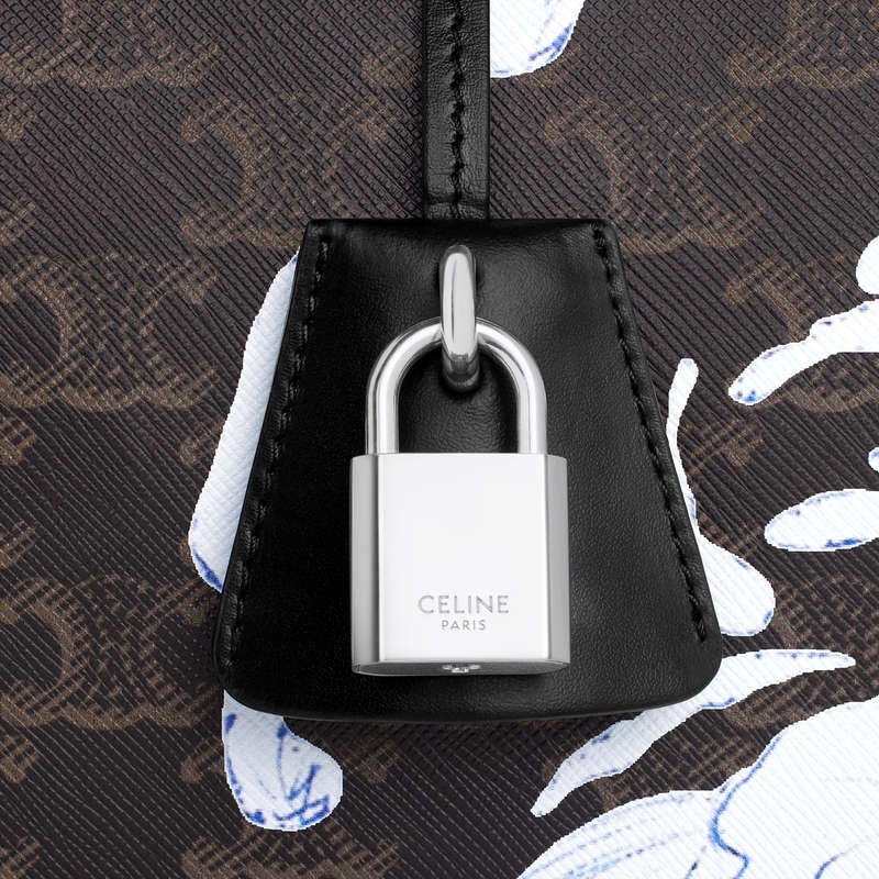 Celine Large In Triomphe Kanvas With David Weiss Wave Print Seyahat Çantası Siyah | CL-591819