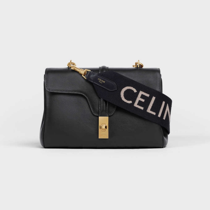 Celine Long Askılı In Yün With Jacquard Küçük Deri Ürünler Siyah Beyaz | CL-592907