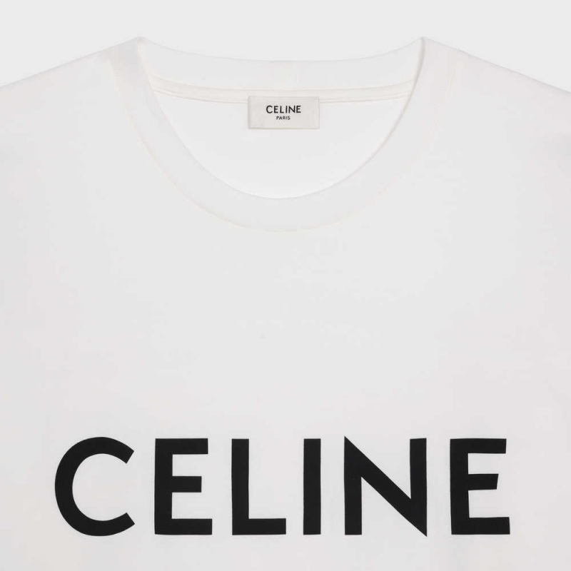 Celine Loose In Pamuklu Jersey T-shirt Beyaz | CL-592795