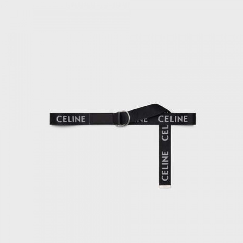 Celine Medium Double In Jacquard Tekstil And Calfskin Kemer Siyah | CL-591777