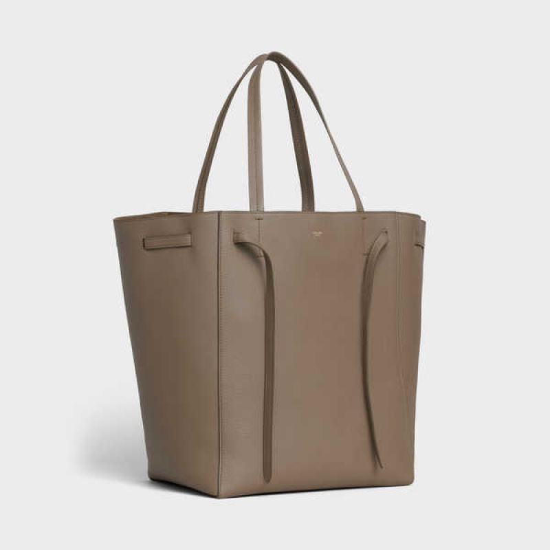 Celine Medium Phantom In Soft Grained Calfskin Cabas Gri Kahverengi | CL-593096