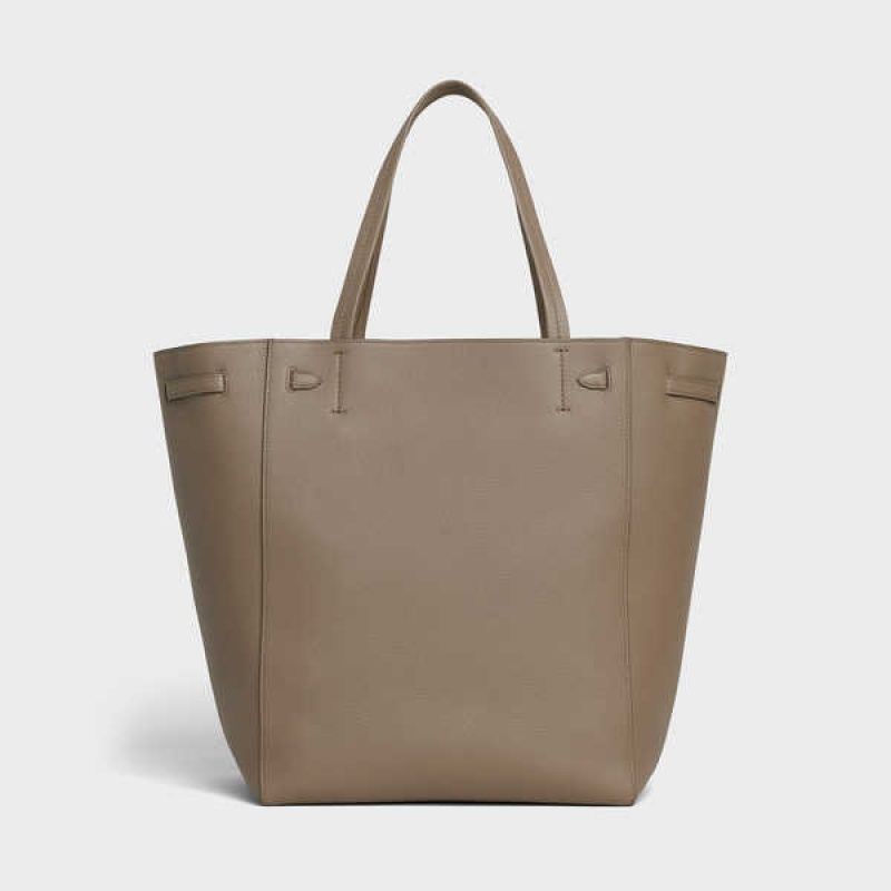 Celine Medium Phantom In Soft Grained Calfskin Cabas Gri Kahverengi | CL-593096