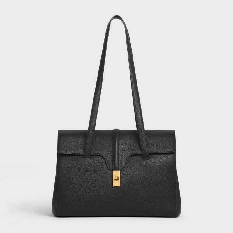 Celine Medium Soft Bag In Supple Grained Calfskin 16 Siyah | CL-593263