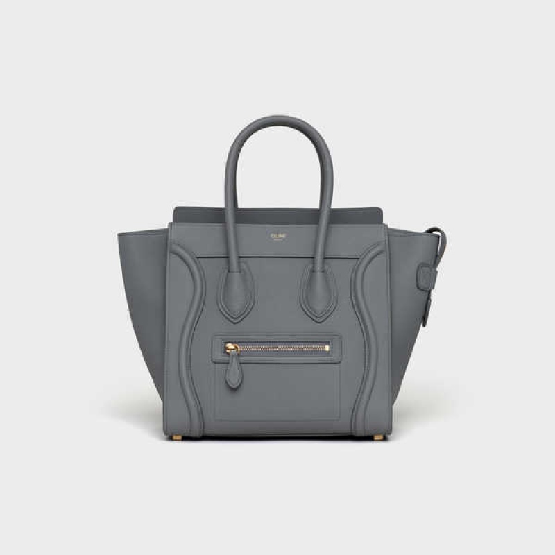 Celine Micro Handbag In Baby Drummed Calfskin Luggage Gri | CL-593052