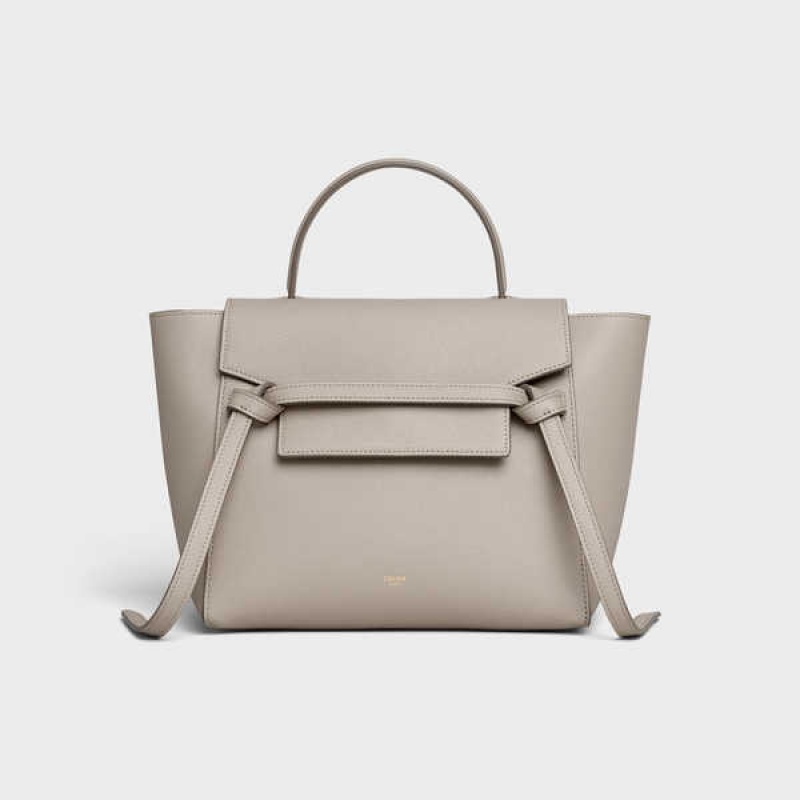 Celine Micro In Grained Calfskin Bel Çantası Açık Gri Kahverengi | CL-593063