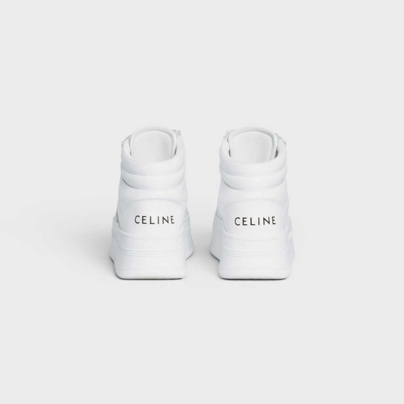 Celine Mid Cut Block Sneakers With Cırt Cırt And Wedge In Calfskin Spor Ayakkabı Beyaz | CL-592545