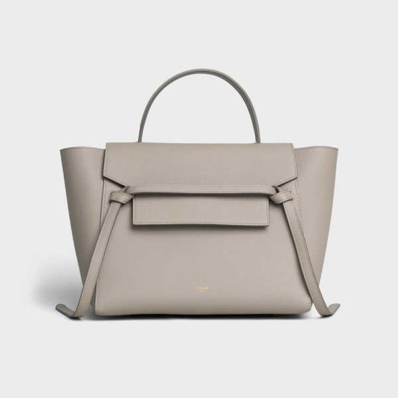 Celine Mini In Grained Calfskin Bel Çantası Açık Gri Kahverengi | CL-593066