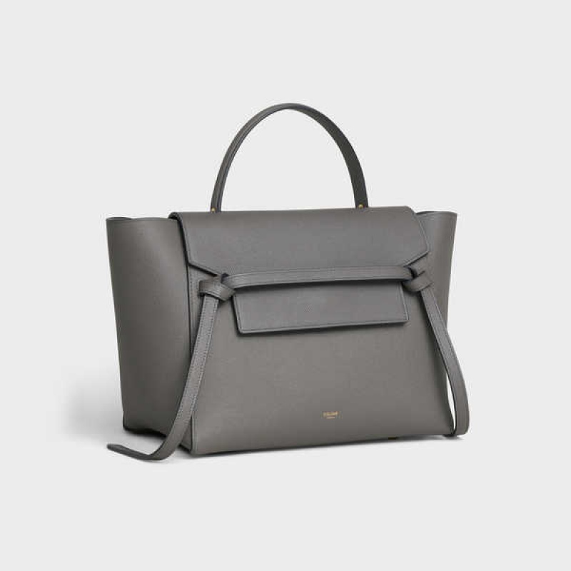 Celine Mini In Grained Calfskin Bel Çantası Gri | CL-593065