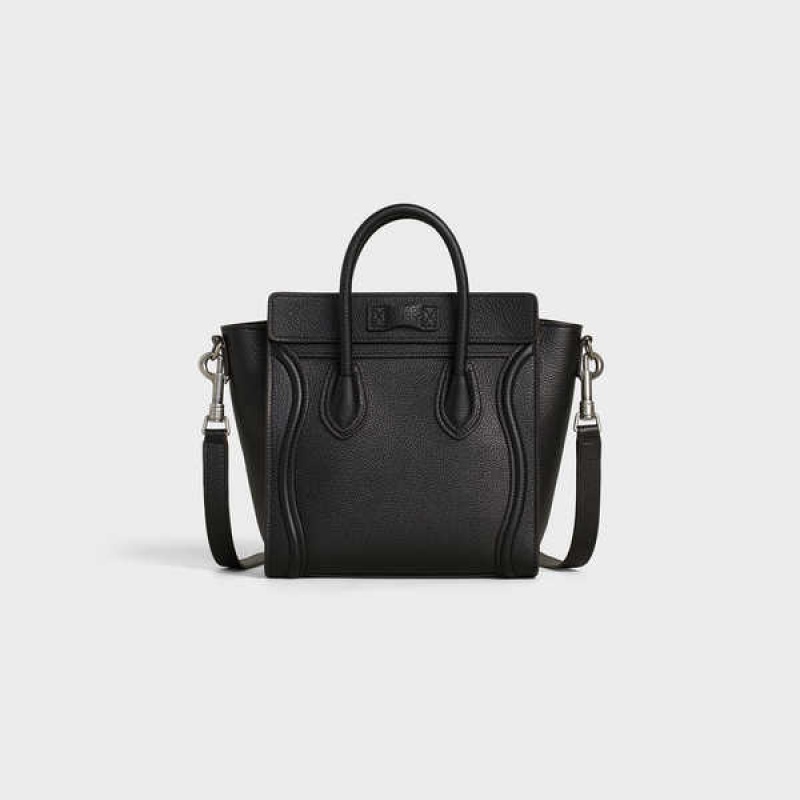 Celine Nano Bag In Drummed Calfskin Luggage Siyah | CL-593047