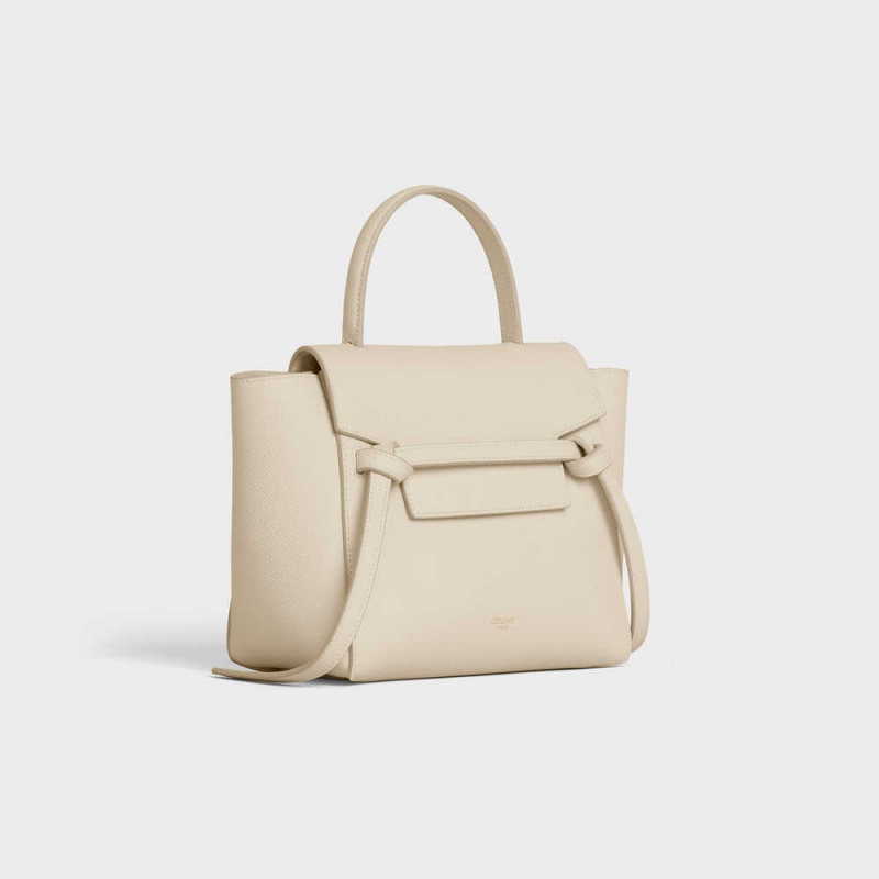 Celine Nano In Grained Calfskin Bel Çantası Bej Rengi | CL-593059