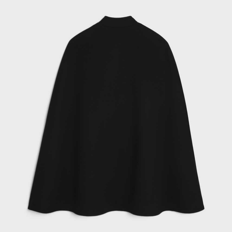 Celine Officer Cape In Yün And Cashmere Cloth Kaban Siyah | CL-592626