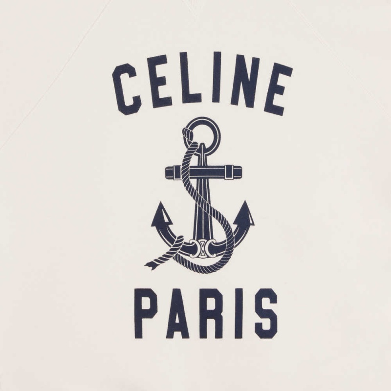 Celine Paris Anchor In Cashmere Fleece Triko Beyaz | CL-592709