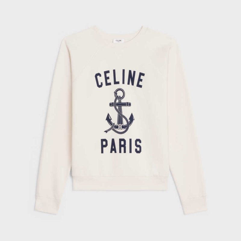 Celine Paris Anchor In Cashmere Fleece Triko Beyaz | CL-592709