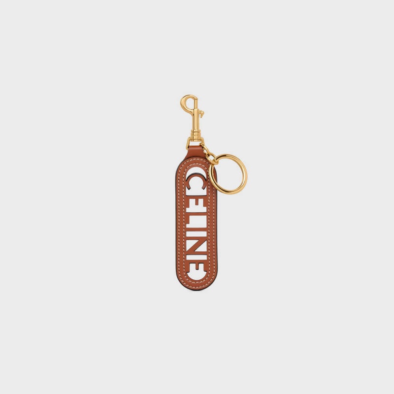 Celine Perforated Keyring Charm In Smooth Calfskin Küçük Deri Ürünler Kahverengi | CL-592899