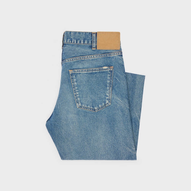 Celine Polly Jeans In Crystal Rinse Denim Pantolon Mavi | CL-592710