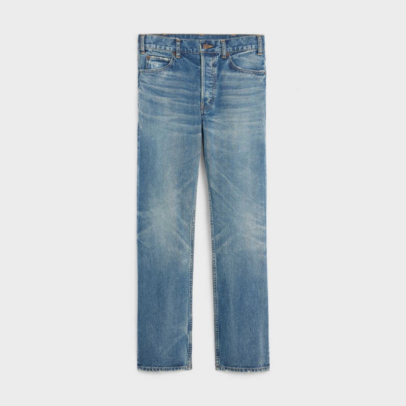 Celine Polly Jeans In Crystal Rinse Denim Pantolon Mavi | CL-592710