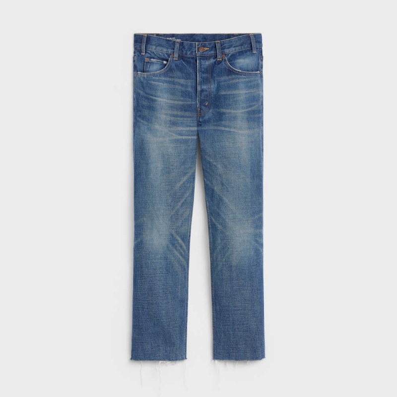 Celine Polly Jeans In Dark Union Wash Denim Pantolon Koyu Açık Mavi | CL-592713